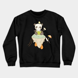 Cute Whimsical Panda on a Island Crewneck Sweatshirt